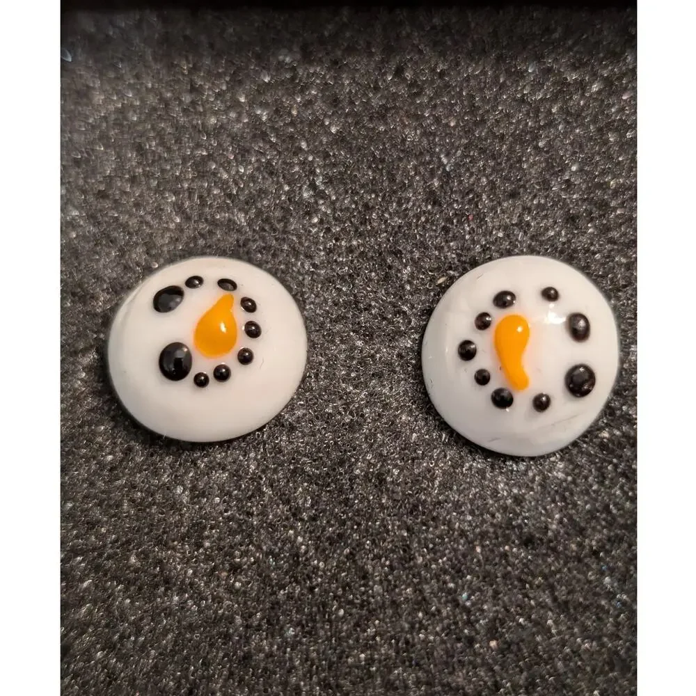 Handmade Lampwork Beads Snowman Cuff Links NWT